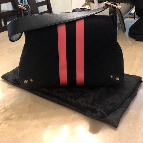 Gucci Black Guccissima Canvas Pink & Black Satin - Picture 4 of 6